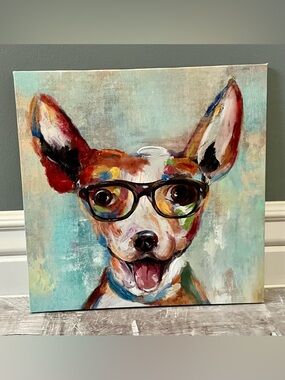 Cute dog wearing glasses canvas print